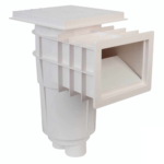 Desnatador de tapa cuadrada con canastilla para piscina, PANDA, construido de PVC con conexiones de 2"