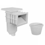 Desnatador de tapa cuadrada con canastilla para piscina, PANDA, construido de PVC con conexiones de 2" - Image 2