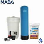 Kit equipo suavizador no ensamblado PURIKOR,1.5ft³, tanque fibra10"x54",tanque salmuera 100lts, válvula PKVS26D, 2resina