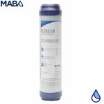 Filtro cartucho de Carbón activado granular (GAC) marca PURIKOR con dimensiones de 2.5" x 20"