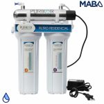 Sistema de Filtración Básica POU marca PURIKOR de 3 etapas con LUZ UV y filtración de 5 micras para flujo de 0.5 GPM