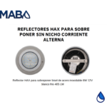 Reflector HAX para sobreponer bisel de acero,inoxidable 6W 12V blanco frio 485 LM